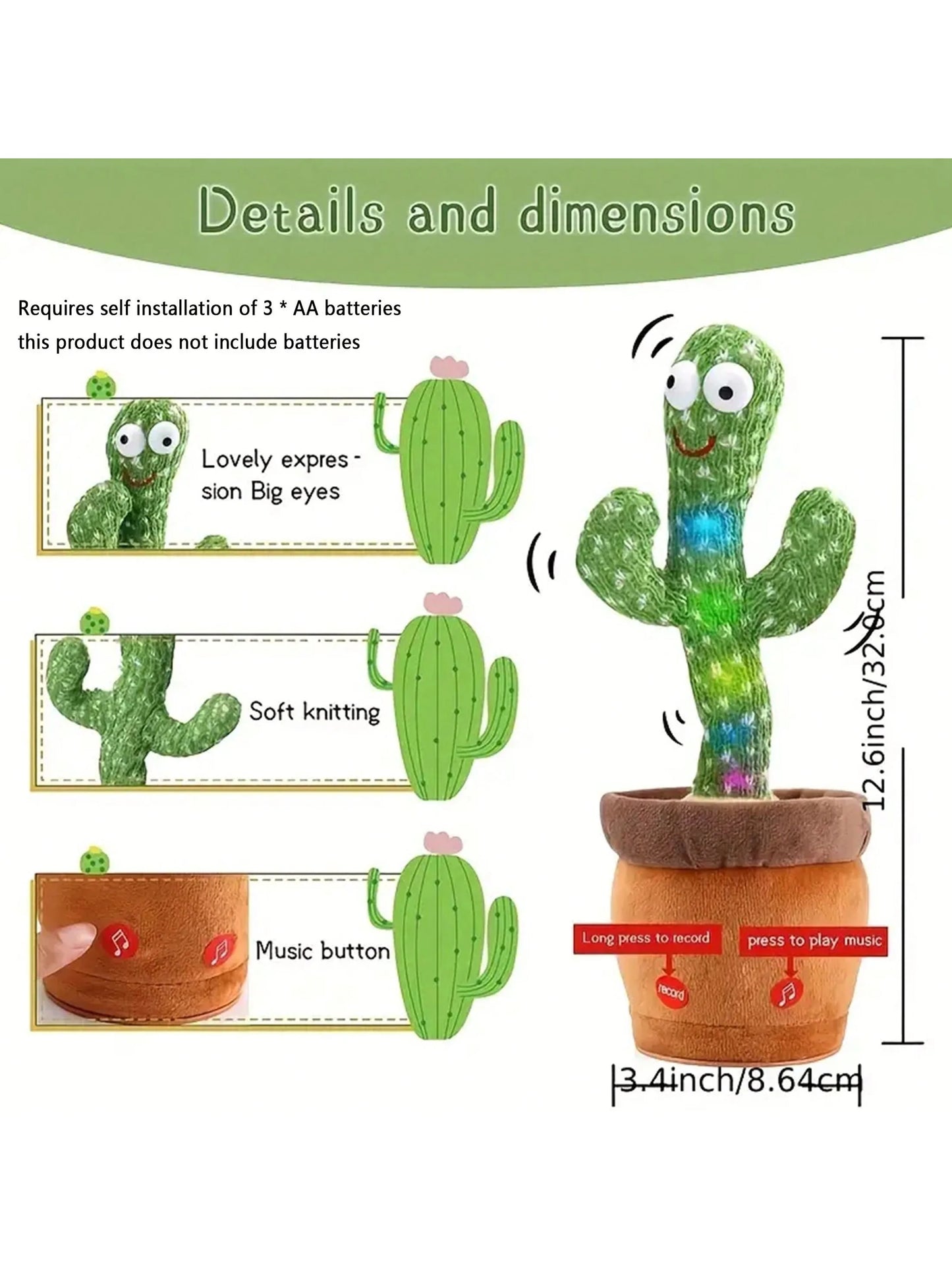 Dancing Talking Cactus Toy For Baby Boys And Girls