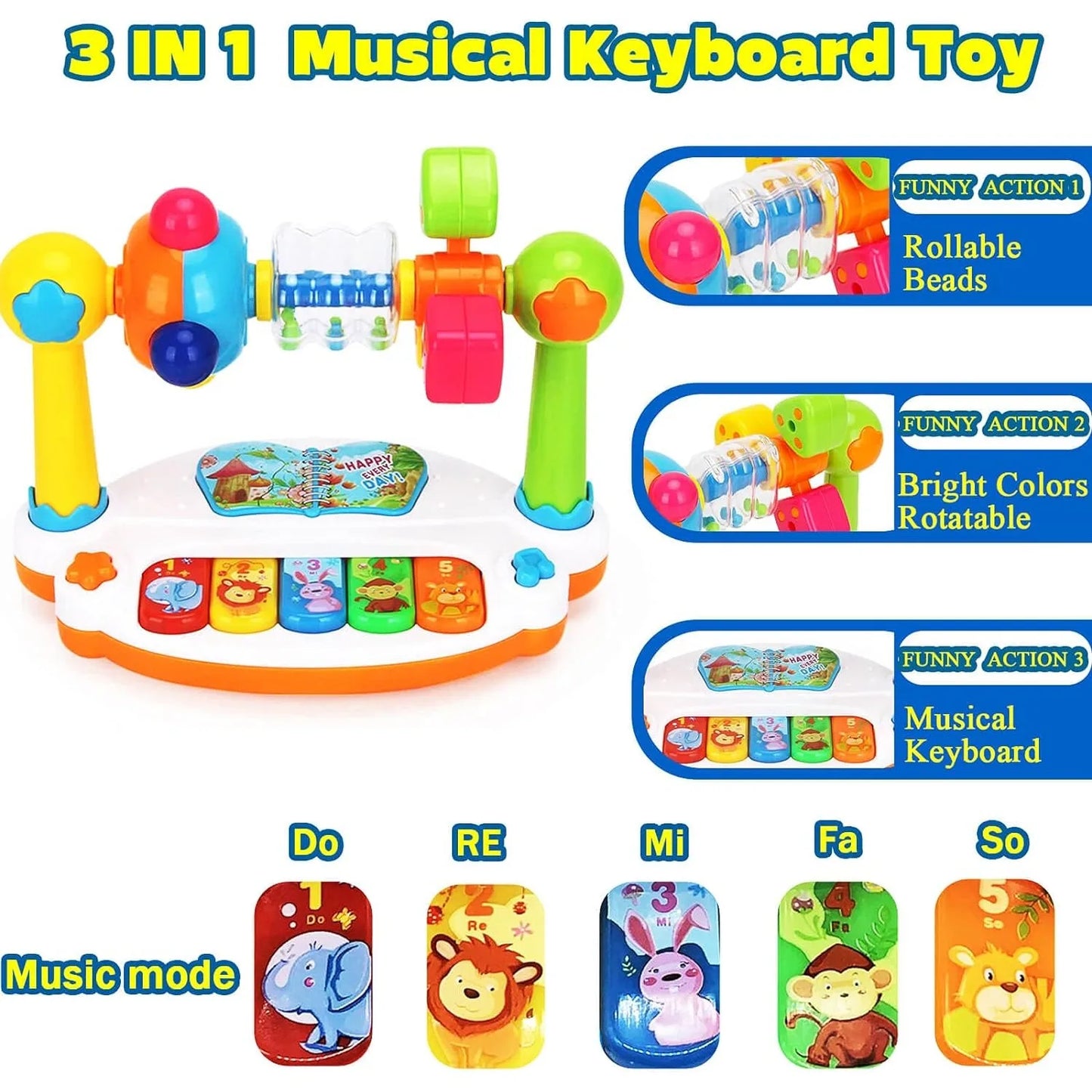 Baby Piano Toy for Kids, Music Piano Keyboard with Light and Sound