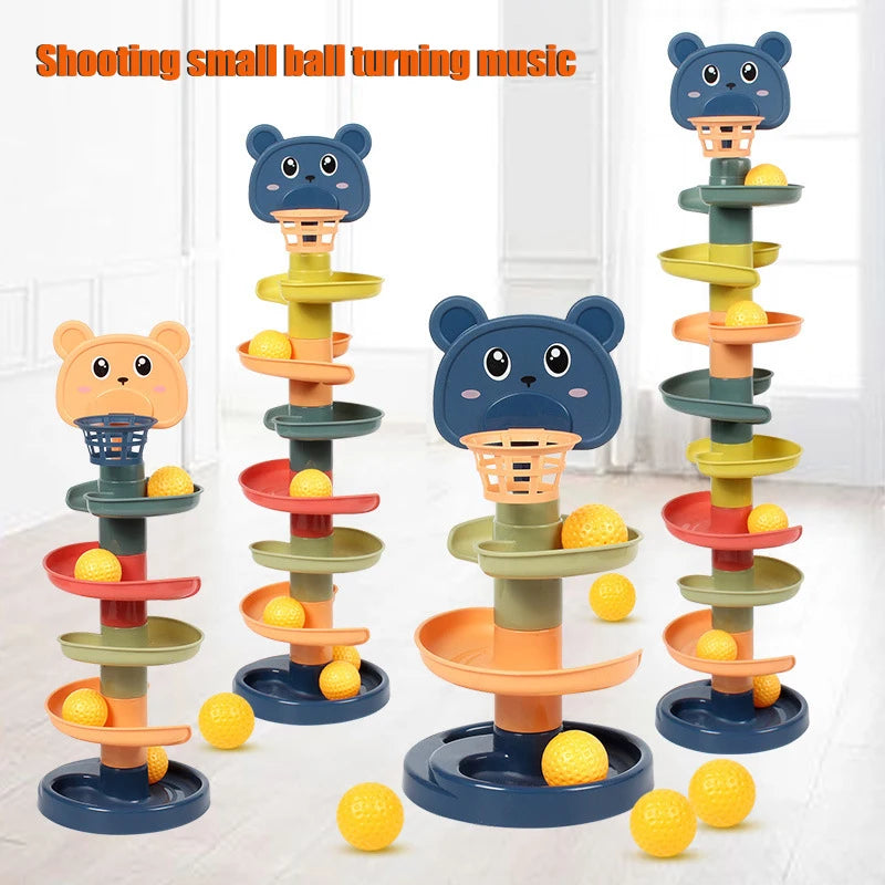 Ball rolling slide tower for kids