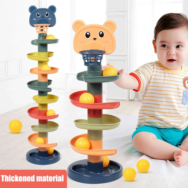 Ball rolling slide tower for kids