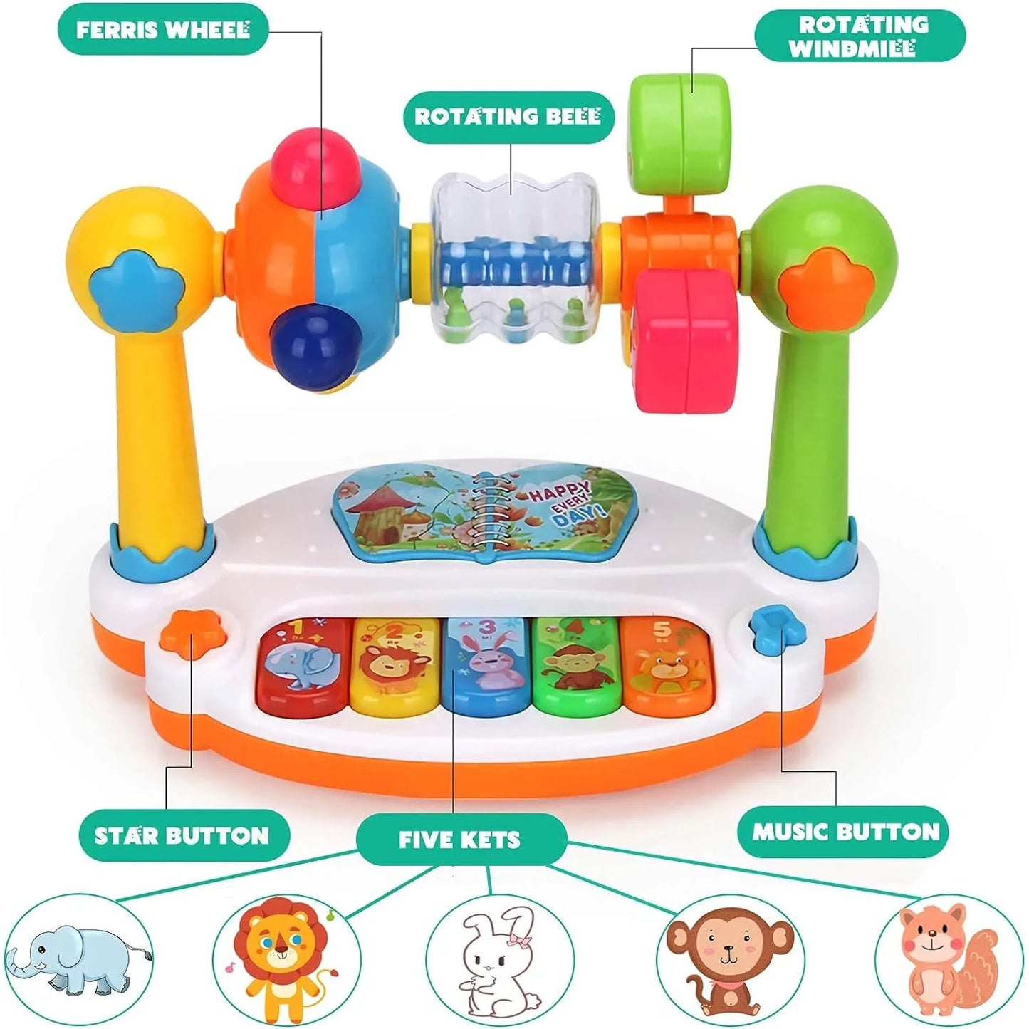 Baby Piano Toy for Kids, Music Piano Keyboard with Light and Sound