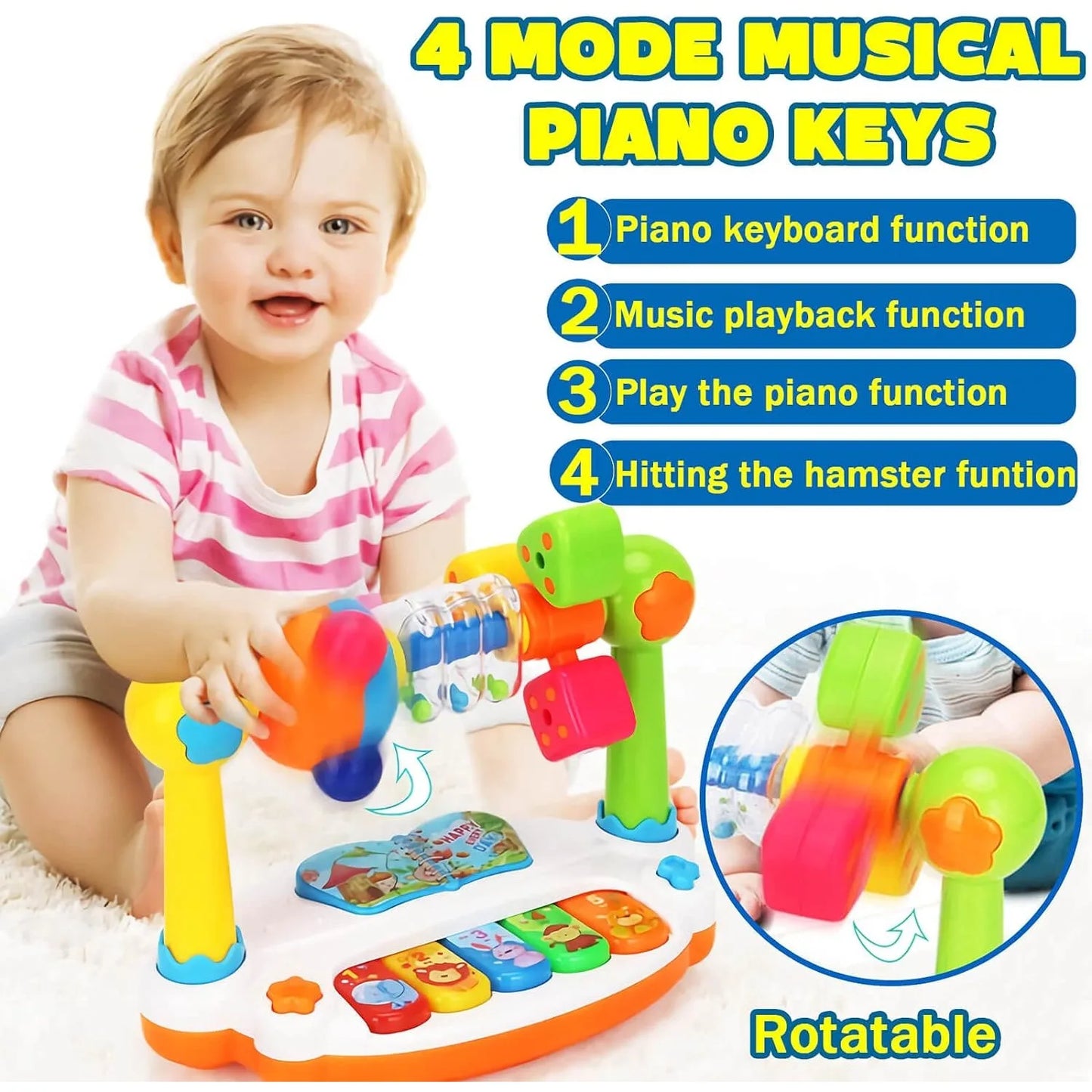 Baby Piano Toy for Kids, Music Piano Keyboard with Light and Sound